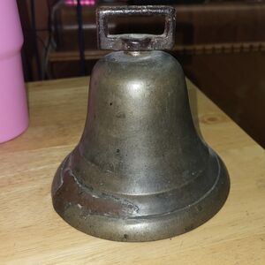 Antique Brass Farm Bell with Original Iron Clapper – Rustic Primitive Decor